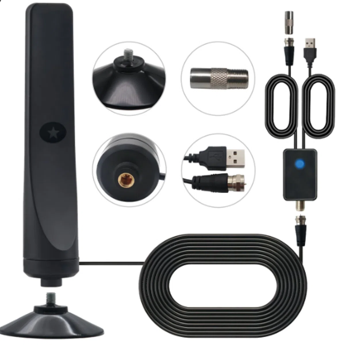 Wavemax Antenna TV, WaveMax, migliore antenna TV Wave Max 2024, amplificatore del segnale dell'antenna TV, antenna TV digitale HD amplificata, supporta 1080p, 2K, 4K, 8K, con cavo coassiale ad alte