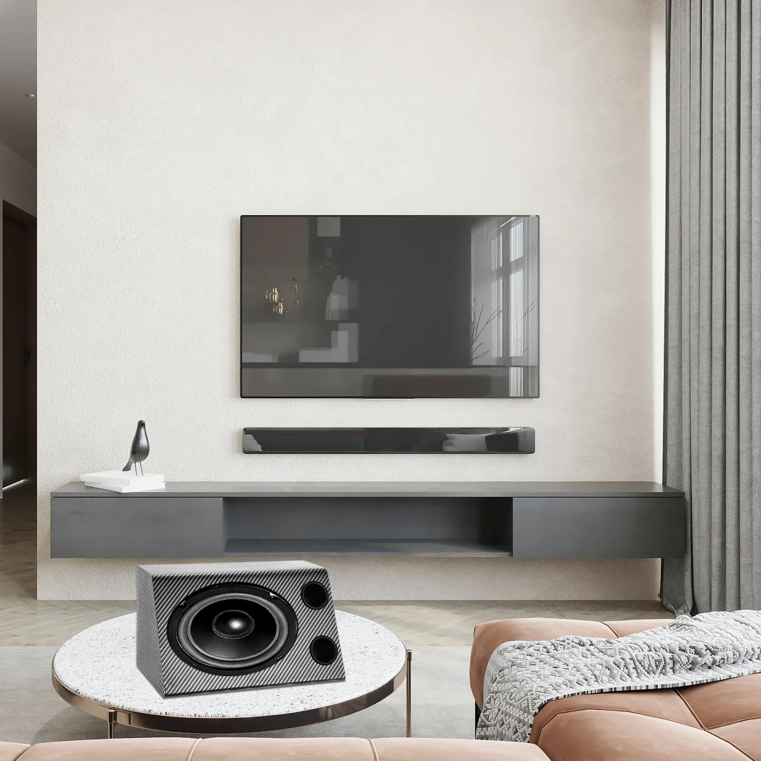 sourcing map Contenitore per altoparlanti in legno con porte da 5 pollici, scatole per subwoofer grigie a ventilazione singola scatola per altoparlanti per camion audio per veicoli domestici fai da te