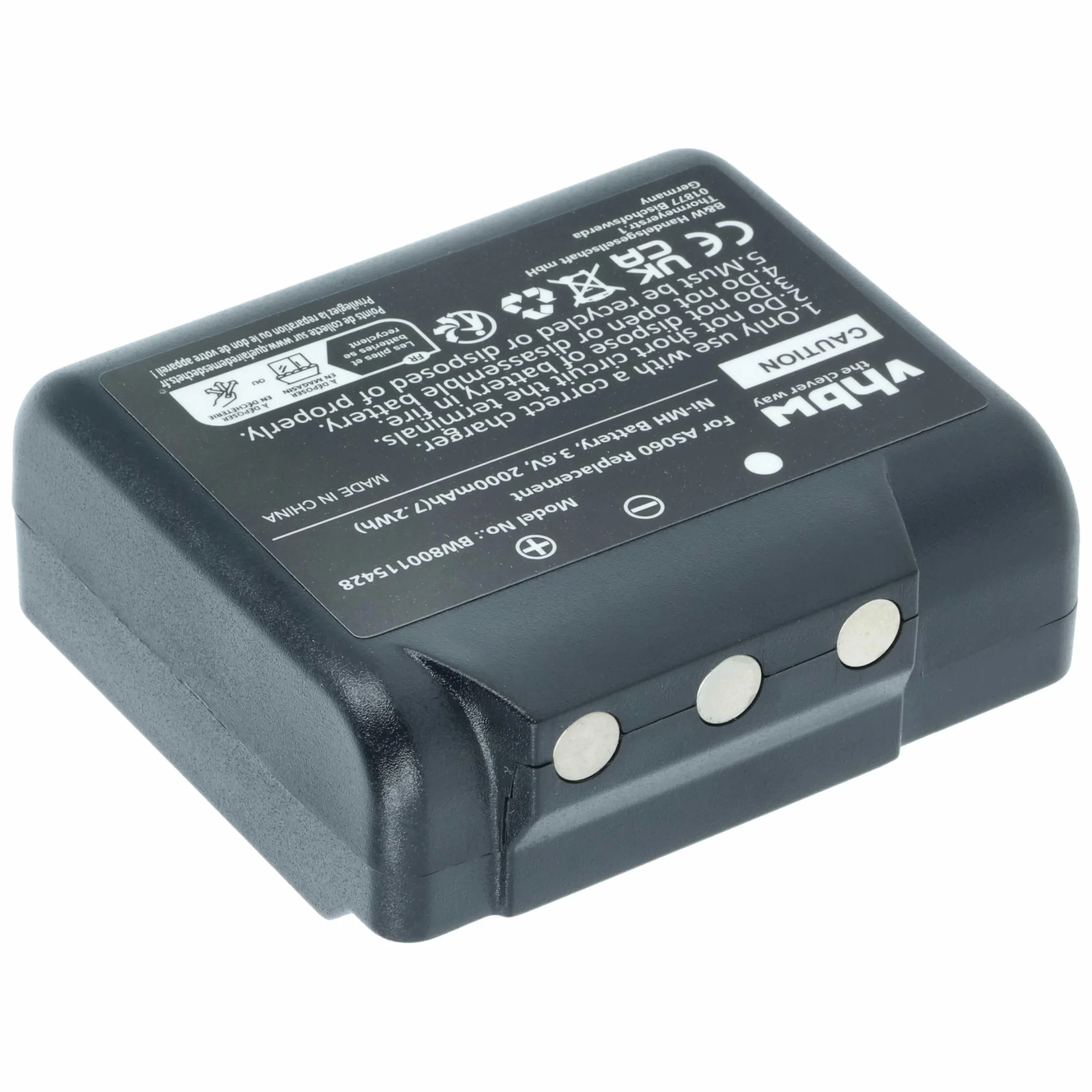 vhbw 2x batteria compatibile con IMET M550 Ares, M550S Thor, BE5500, BE3600 Radiocomando Industriale, Telecomando (2000mAh, 3,6V, NiMH) - Nero