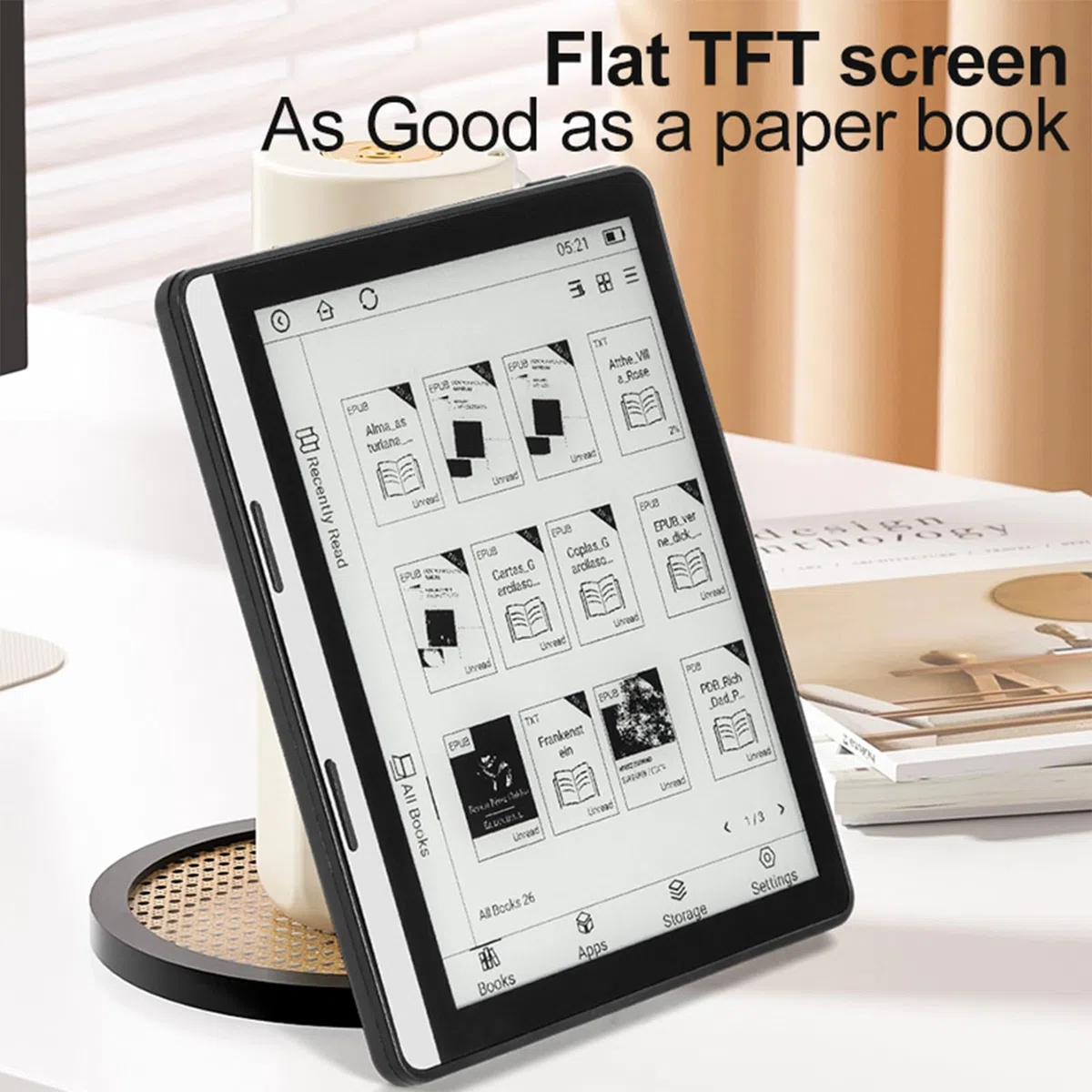 Generic Lettore di Ebook da 5,76 Pollici, Spazio di Archiviazione da 16 GB, Display Antiriflesso per il Massimo Comfort, Tablet da Viaggio Leggero per Formati EPUB PDF MOBI (1G+16G)