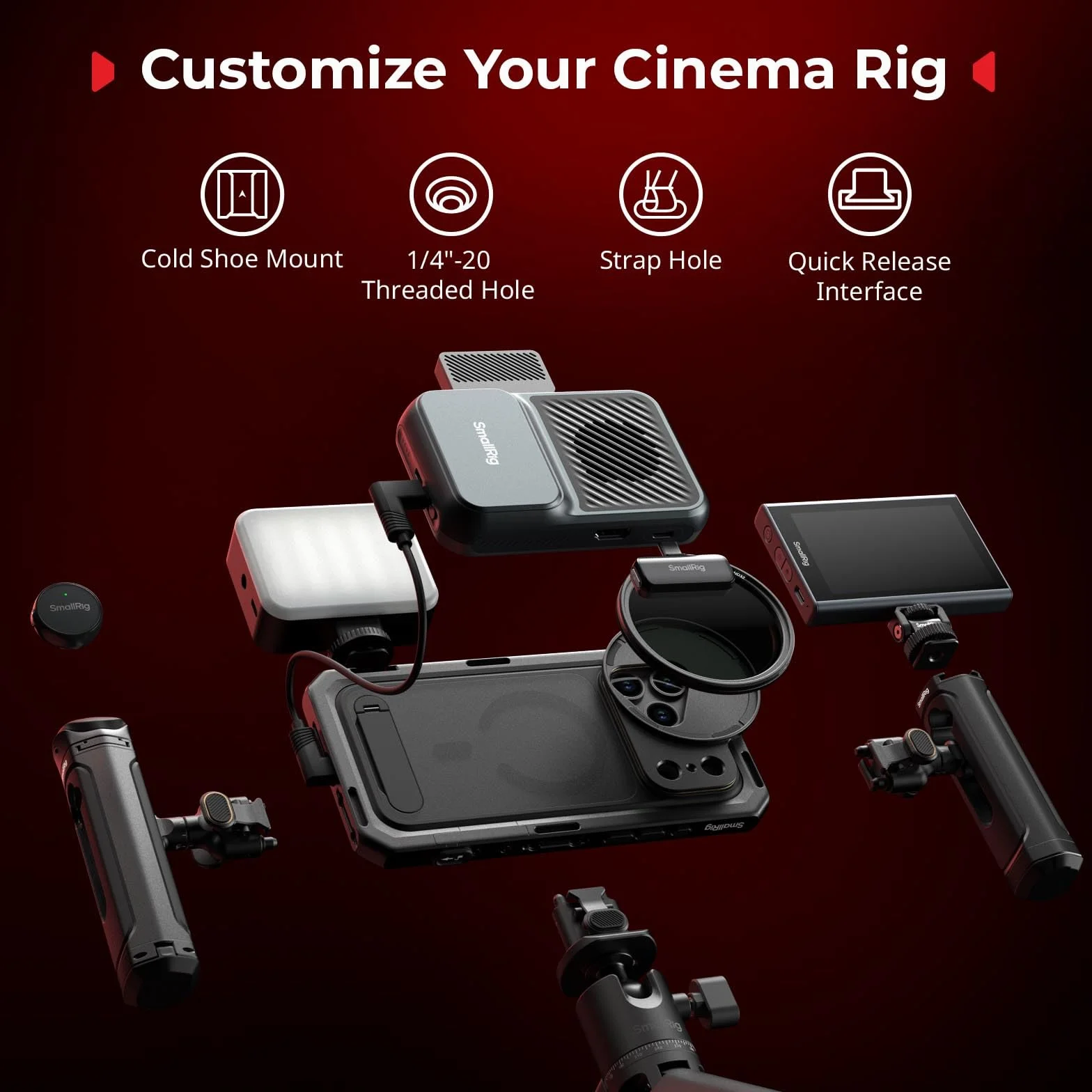 SMALLRIG Mobile Video Cage per iPhone 17 Pro, con custodia per telefono/telaio morbido in TPU/attacco a T e piastra posteriore per obiettivo filettata da 17 mm, rig video per telefono - 5542