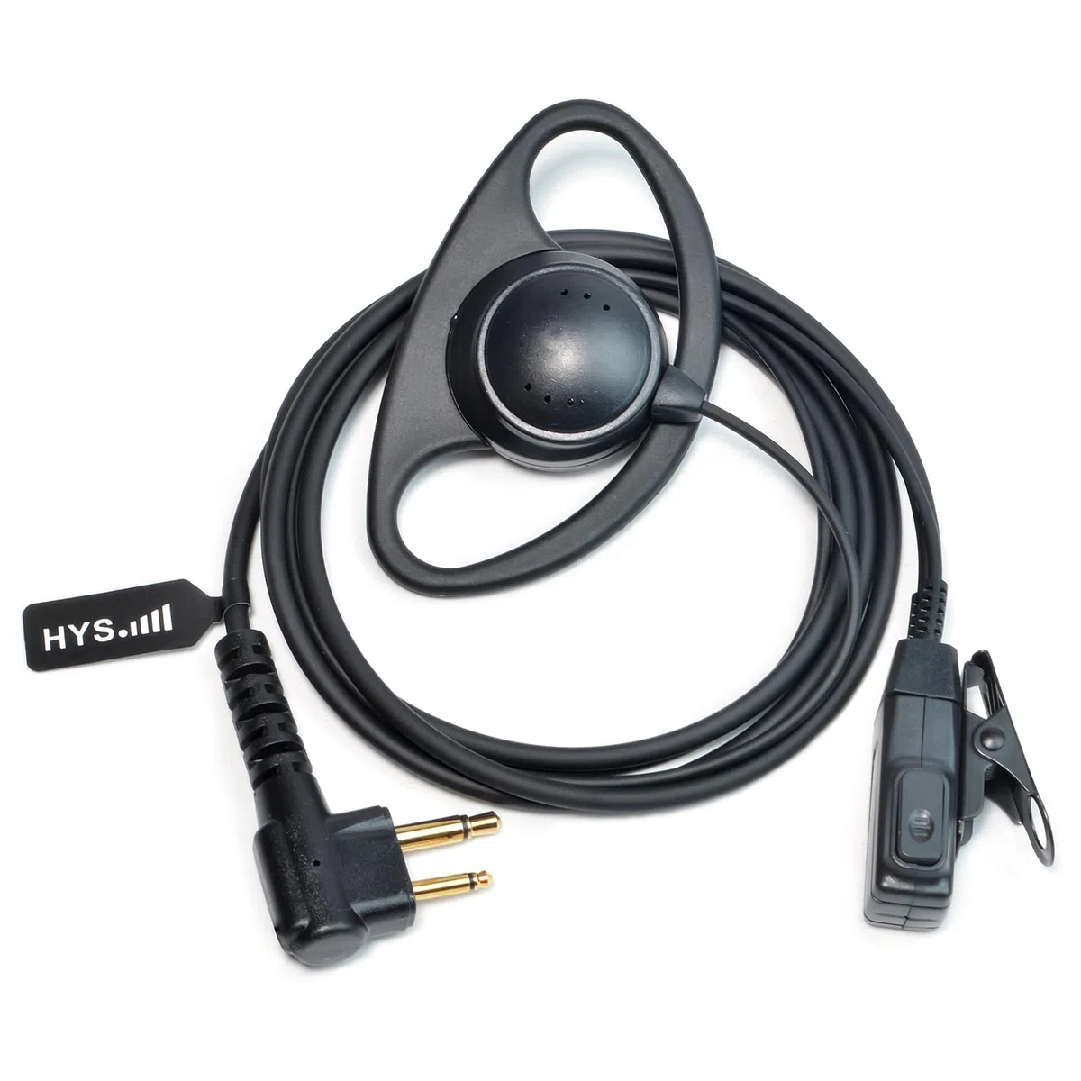 HYS Microfono con Mono Auricolare Compatibile con Motorola CP040 CP140 Walkie Talkie, Connettore a L 2 Pin, forma di D (D10M-10)