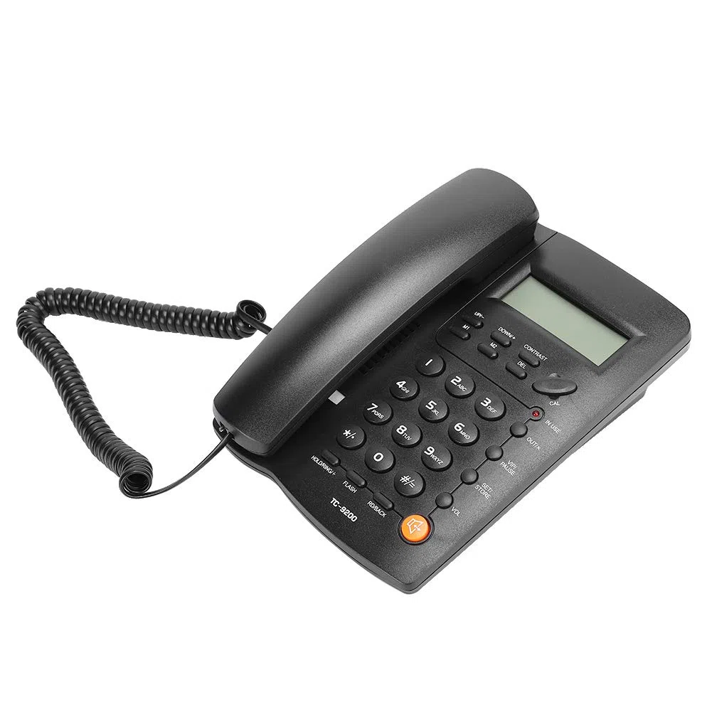 Telefono Fisso con Filo, Telefono Fisso Vivavoce da Tavolo Supporto telefonico cablato ricomposizione e richiamata, Funzione Flash per Ufficio/casa/Azienda/Camera degli Ospiti