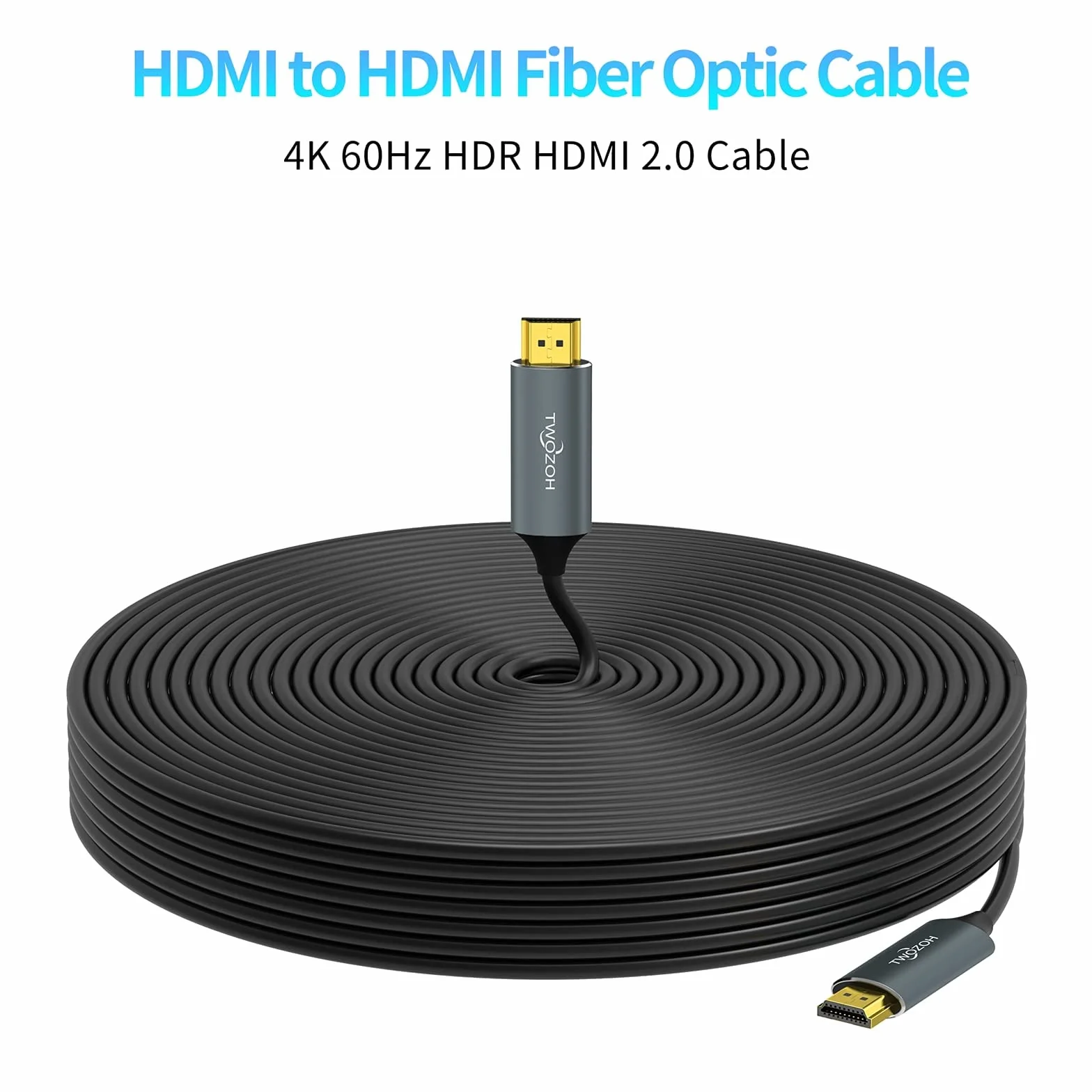 Twozoh Cavo HDMI Fibra Ottica 100M, 4K/60Hz (4:4:4 HDR10 HDCP2.2) 1440p 144Hz 18 Gbps Ad Alta Velocità UHD Fibra