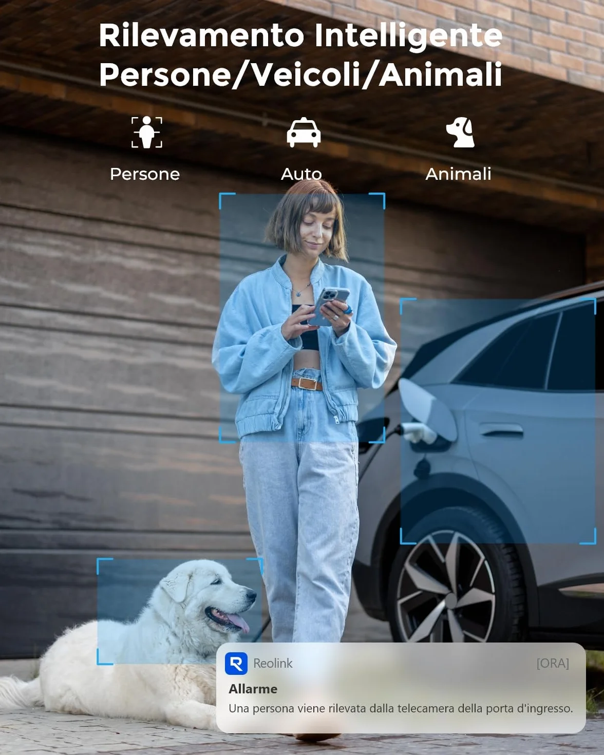 Reolink 5MP Telecamera Wi-Fi Esterno con WiFi 2,4/5 GHz, IP Camera con Rilevamento di Persone/Veicoli/Pet, Visione Notturna a Infrarossi, Slot per Scheda microSD, Impermeabile, Time-Lapse, RLC-510WA