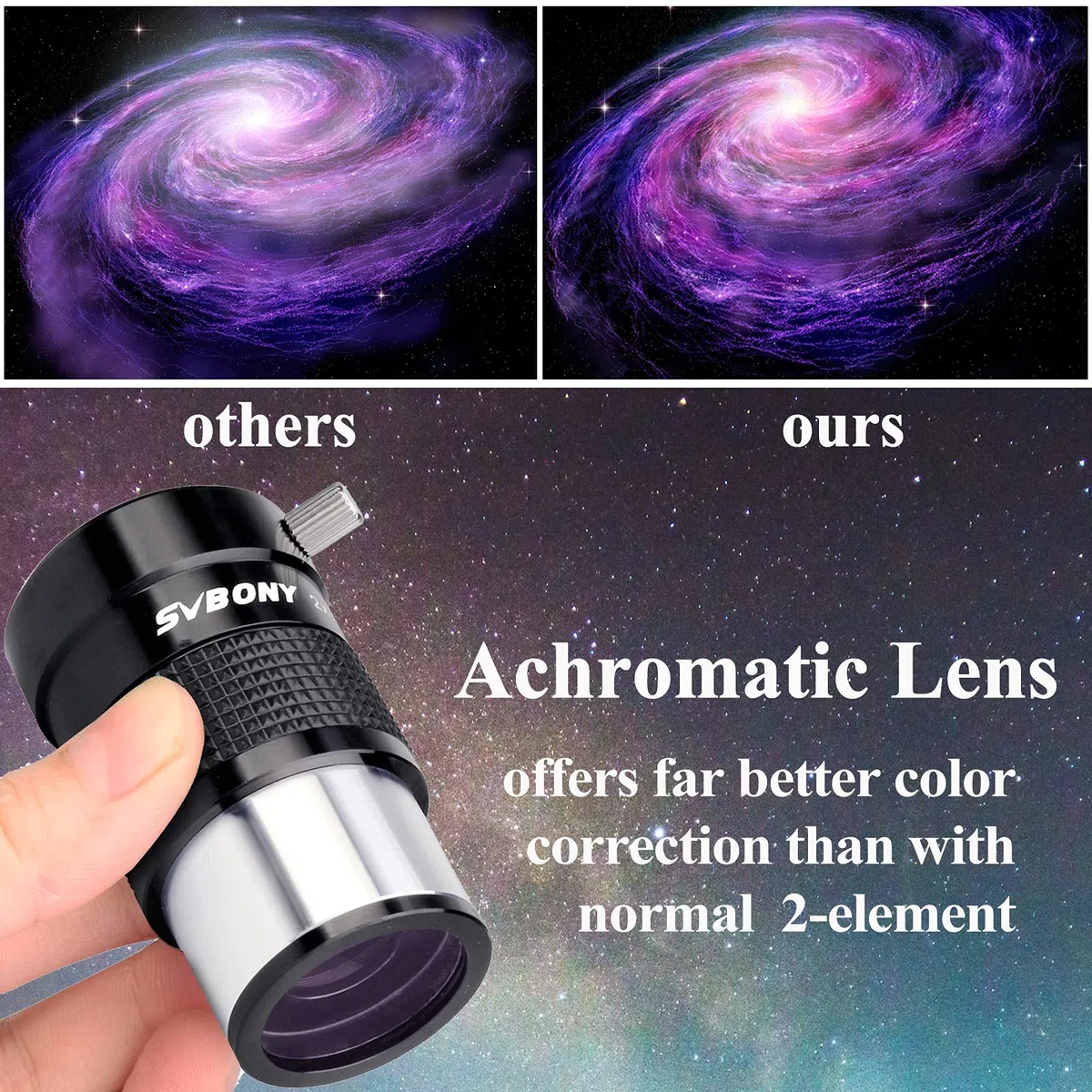 Svbony SV118 Lente di Barlow 2x, Barlow Acromatica da 1,25", Oculare di Barlow a Pellicola FMC per Osservazioni Visive e Astrofotografia