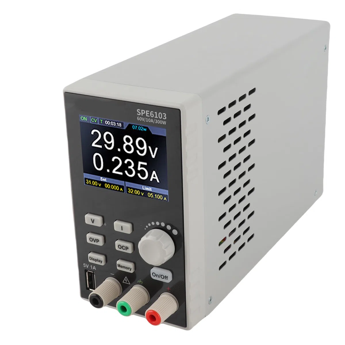 Fafeicy Alimentatore CC Regolabile 300 W Risoluzione 0,1% ± 30 MV con LCD TFT da 2,8 per Banco di Lavoro da Laboratorio, Uscita Programmabile a Potenza Costante Ricarica USB, Protezione