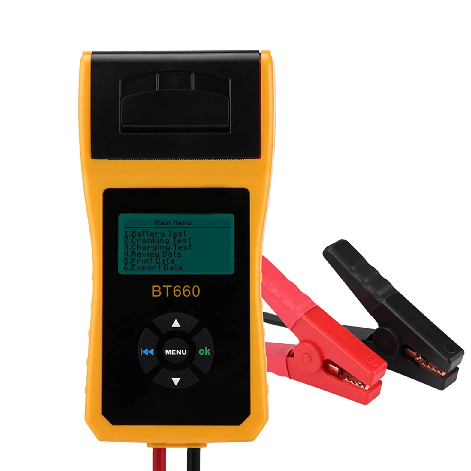 Cryfokt Tester Batteria Auto 12V, Analizzatore Batteria Digitale Auto con Stampante Integrata per Batterie Al Gel AGM Normali, Supporto Multilingue, capacità di Carico 100-3000 CCA