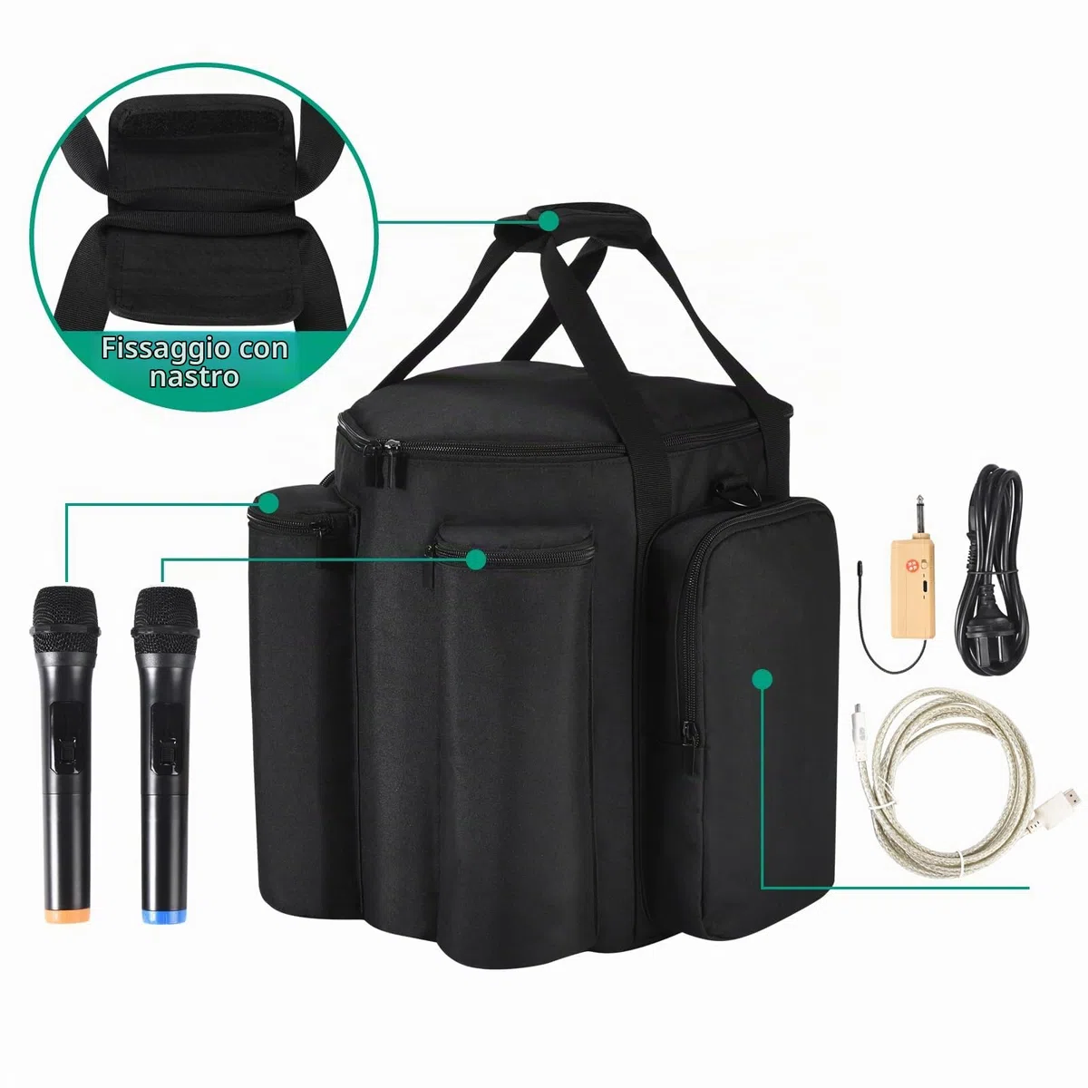 Custodia per Bose S1 Pro/S1 Pro+ Sistema PA SYSTEM,Borsa a Tracolla da Viaggio Compatibile con Bose S1 Pro/S1 Pro+ Sistema,Borse Extra per Microfono, Caricabatterie, Cavo, Accessori (Nero)