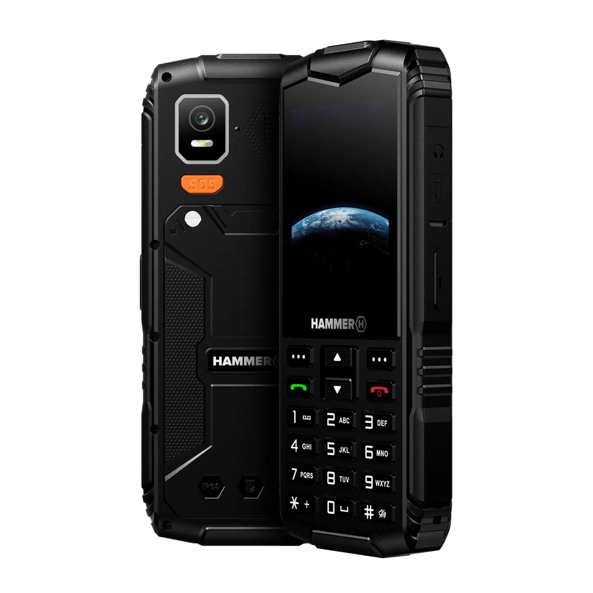 Hammer H Horizon LTE Telefono Rugged senza Contratto, Batteria 3000mAh, 64 GB, Display IPS 2,8", Tasti Grandi, Tasto SOS, Torcia, Fotocamera 2 MP, Radio FM, USB-C, Dual SIM, IP68/MIL-STD-810H, Nero