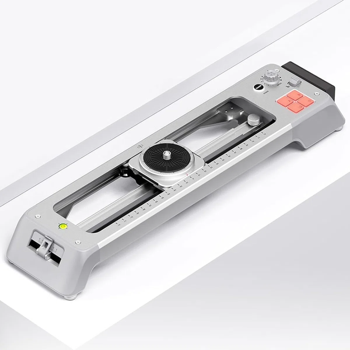 Slider motorizzato per fotocamera con carrello panoramico a 125°, controllato da app per time-lapse e video, controllo della velocità di precisione, supporta 2,5-5 kg per riprese fluide