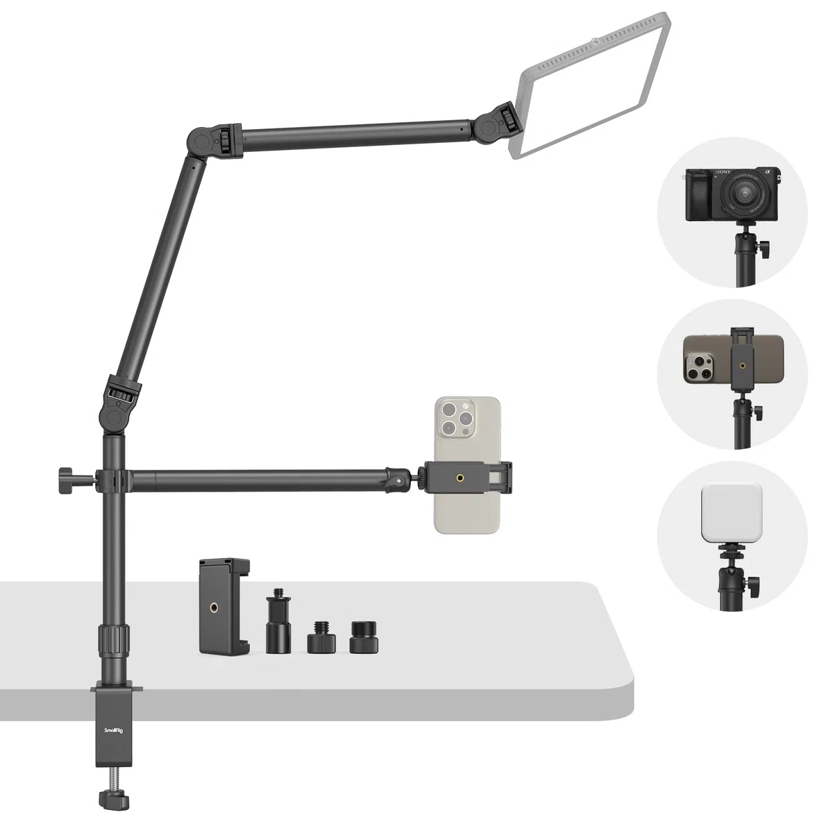 SMALLRIG Staffa per Fotocamera da Tavolo Live, Supporto da Tavolo per Telecamera Sopraelevata con Braccio Flessibile Staccabile, Morsetto a C da Tavolo per Fotografia Videografia dal Vivo - 4456