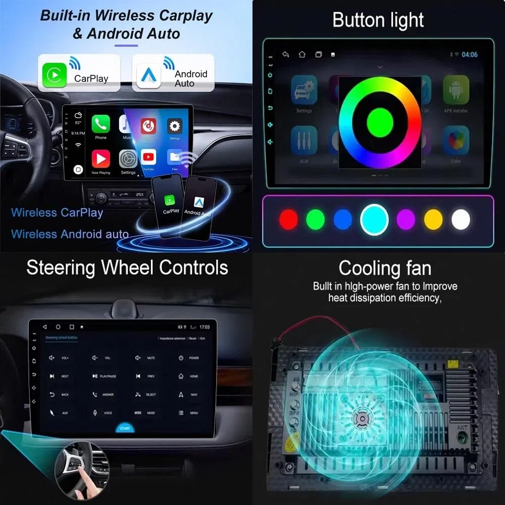 Radio Macchina Touch Screen per Jeep Compass Patriot 2010-2016 Wireless Carplay Android Auto Stereo Auto Bluetooth Ips con Pantalla Táctil con Gps, 4 Nucleo 1G+32G