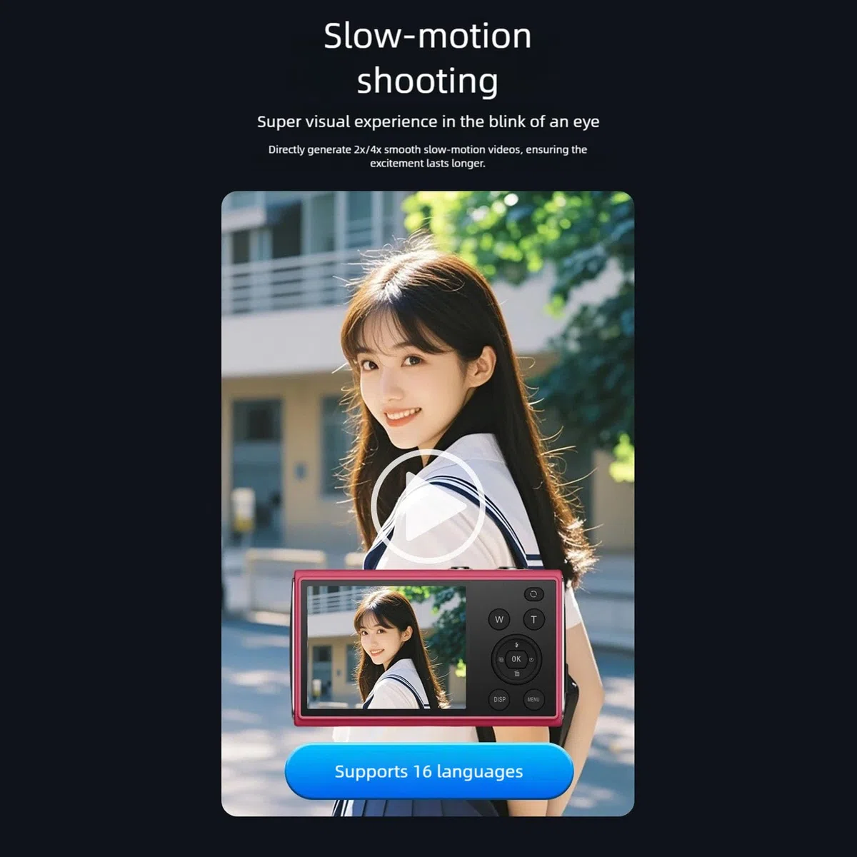 Fotocamera a doppio schermo da 80MP 4K con batteria a lunga durata e facile per adolescenti fotografi viaggiatori studenti fotocamera digitale per adolescenti principianti