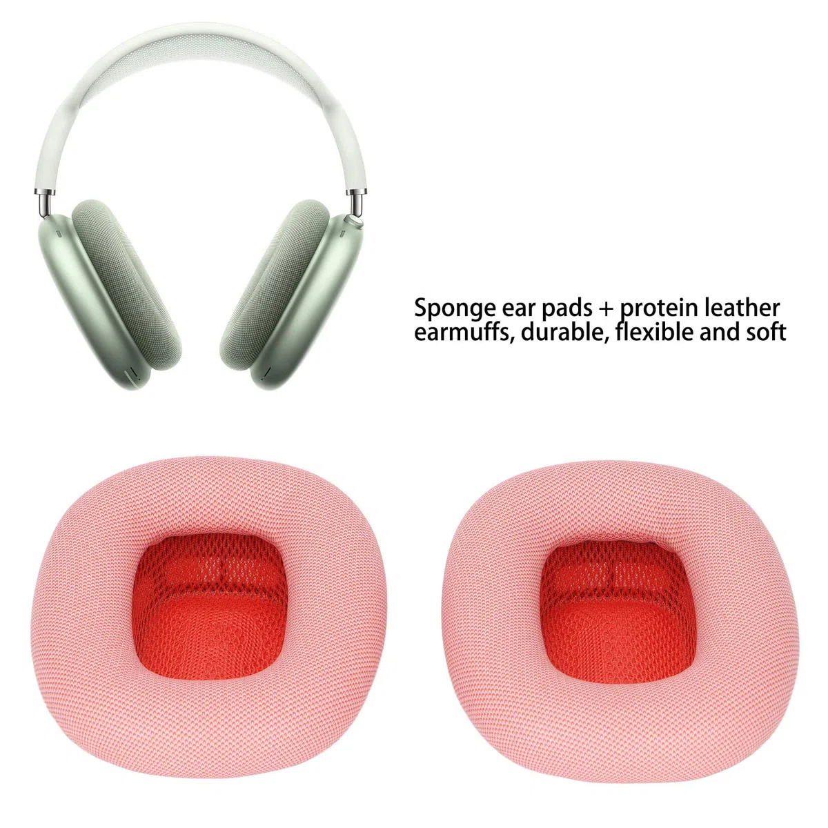 Memory Foam Protein Leather Cuscinetti Auricolari di Ricambio per MAX - Copri Orecchie per Cuffie Morbidi e Confortevoli (Rosa)