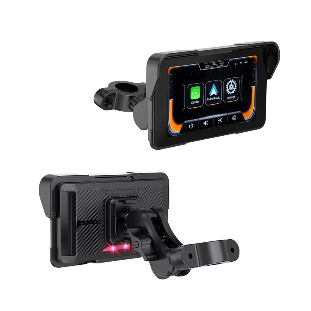 Cruscotto per Moto con Schermo Touch IPS da 5 Pollici, Car Play e Android Auto, Resistente e Facile da Usare, Nessuna Pressione dei Pneumatici