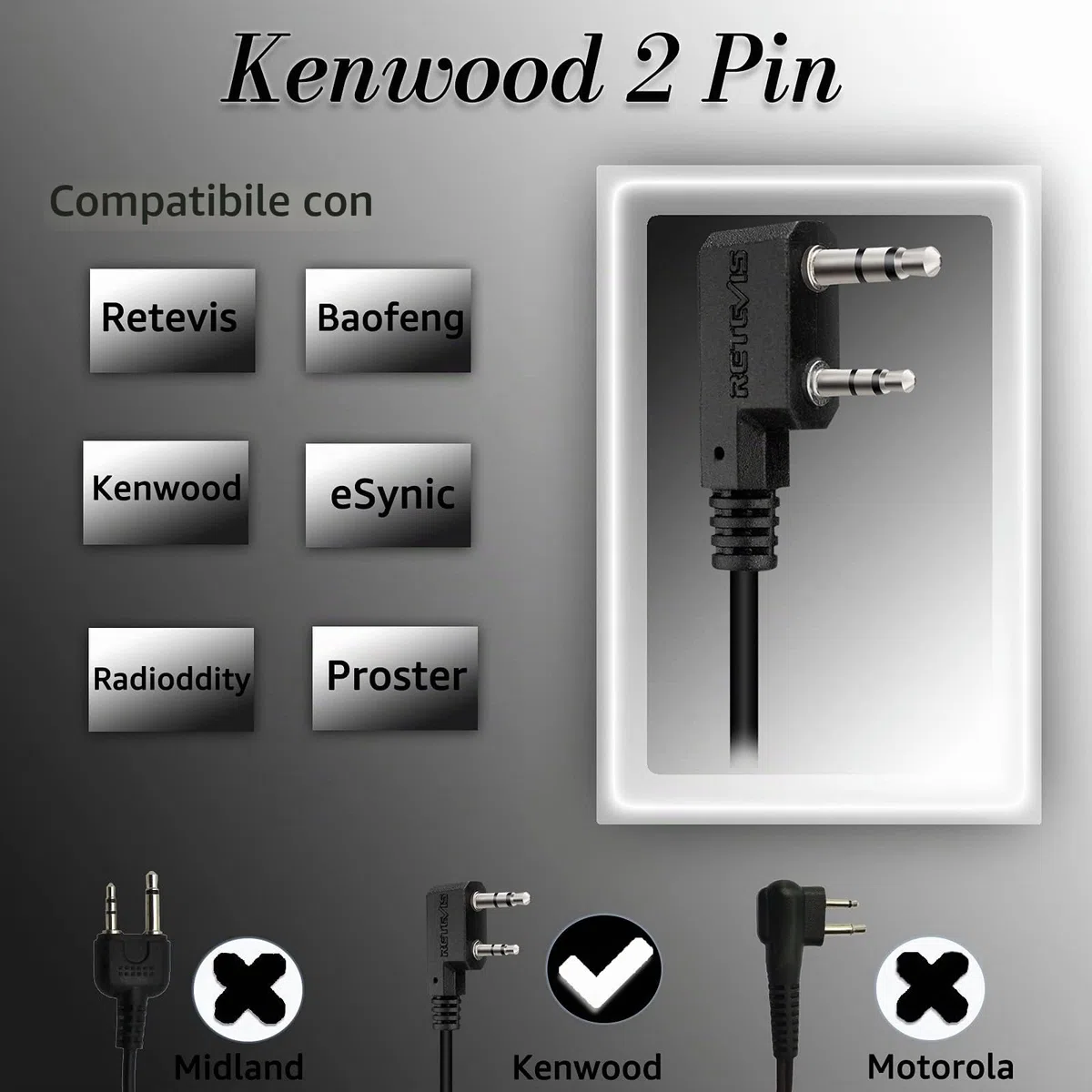 Retevis EH050K Walkie Talkie Aviation Cuffia Pilot Cancellazione del Rumore Auricolare Compatibile con Ricetrasmettitore RT24 RT27 RT15 Baofeng BF-888S Kenwood (1 Pezzo)
