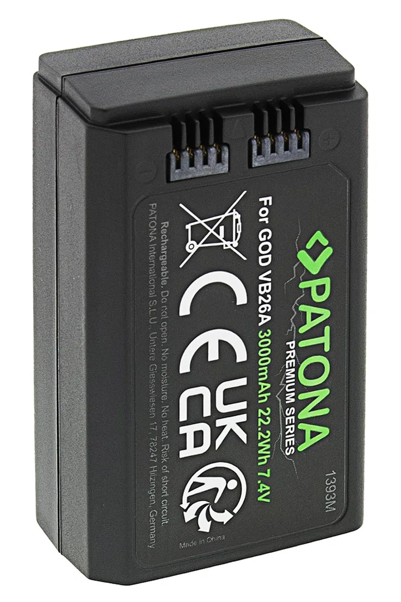 PATONA Premium Batteria VB26 3000mAh (7,4V / 22,2Wh) – ricambio per Godox VB26/VB26A/VB26B – compatibile con flash Godox V1 V860III V850III AD100Pro – per fotografi di eventi