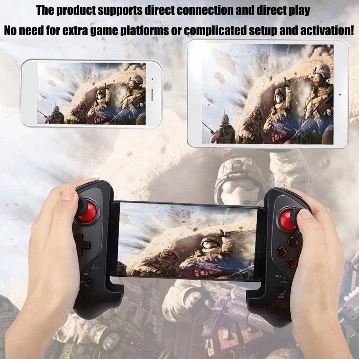 ANGGREK Controller di Gioco, Joystick Wireless Bluetooth Gamepad con Design Telescopico Fino a 280mm Impugnatura Comfortevole Supporto Android IOS Gioco Diretto