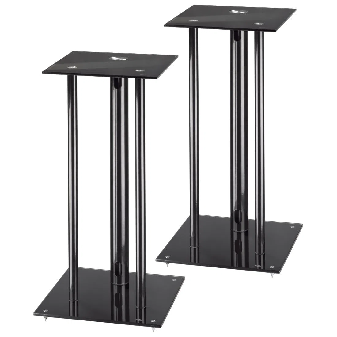Hama Set di 2 supporti per altoparlanti, per scatole pesanti, con passacavi, ammortizzatori di vibrazione, supporto universale, altezza 64 cm, max. 30 kg, nero