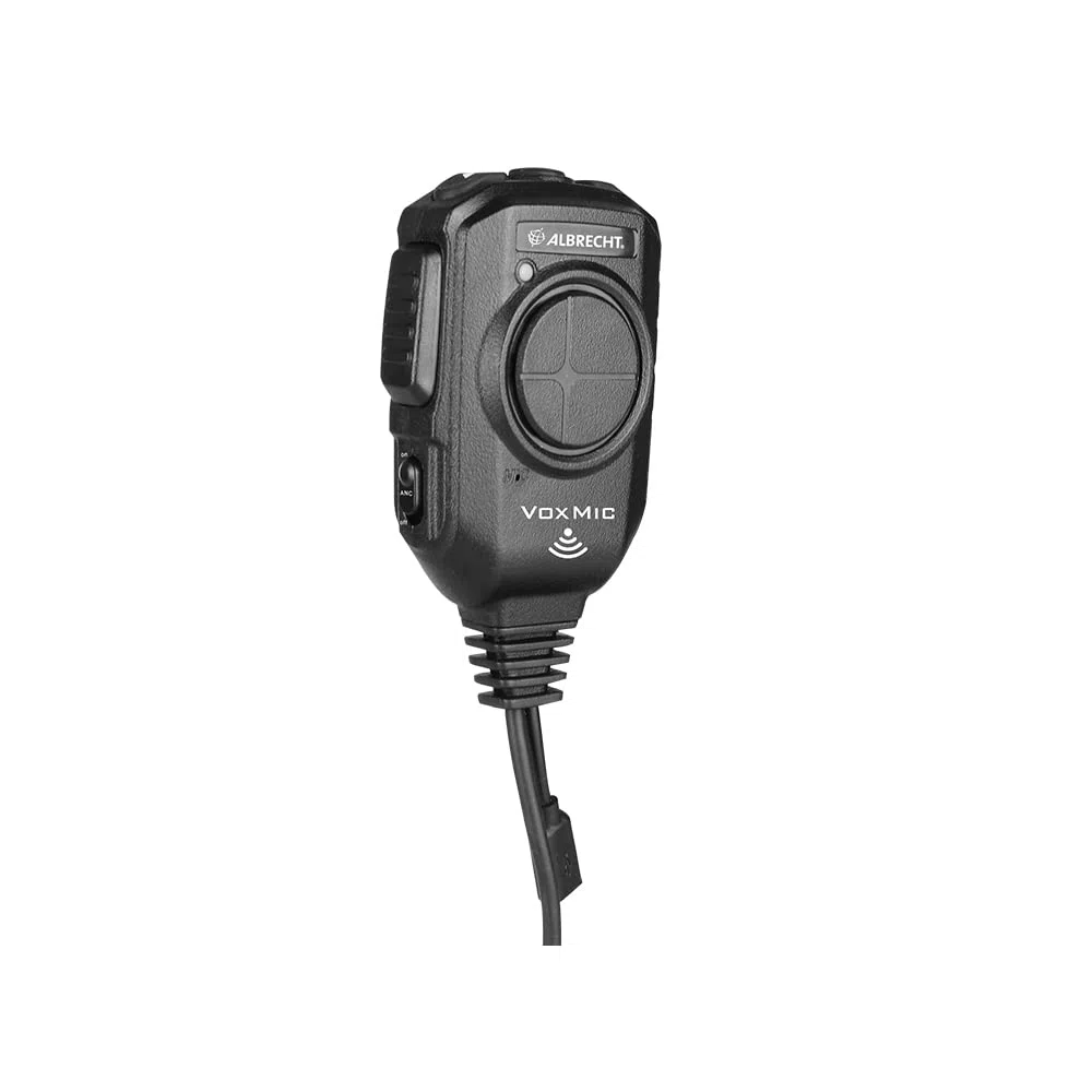 Albrecht VOX - Microfono per dispositivi CB, 6 poli, universale, 6 pin, 42100, con ANC e batteria da 3000 mAh, per comunicazione a mani libere
