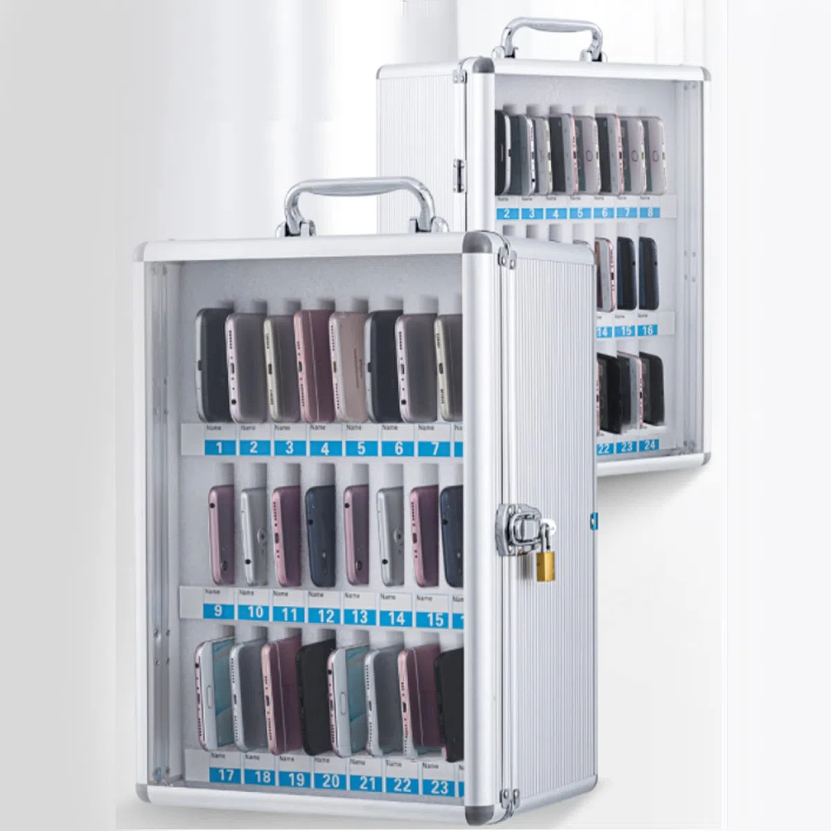 Caja Transparente Para Guardar El Teléfono Con Asa 12/24/36 Ranuras Para Escritorio Soporte Portátil Para Teléfono Móvil Solución De Almacenamiento Segura Para La Oficina Ideal Para El Hogar