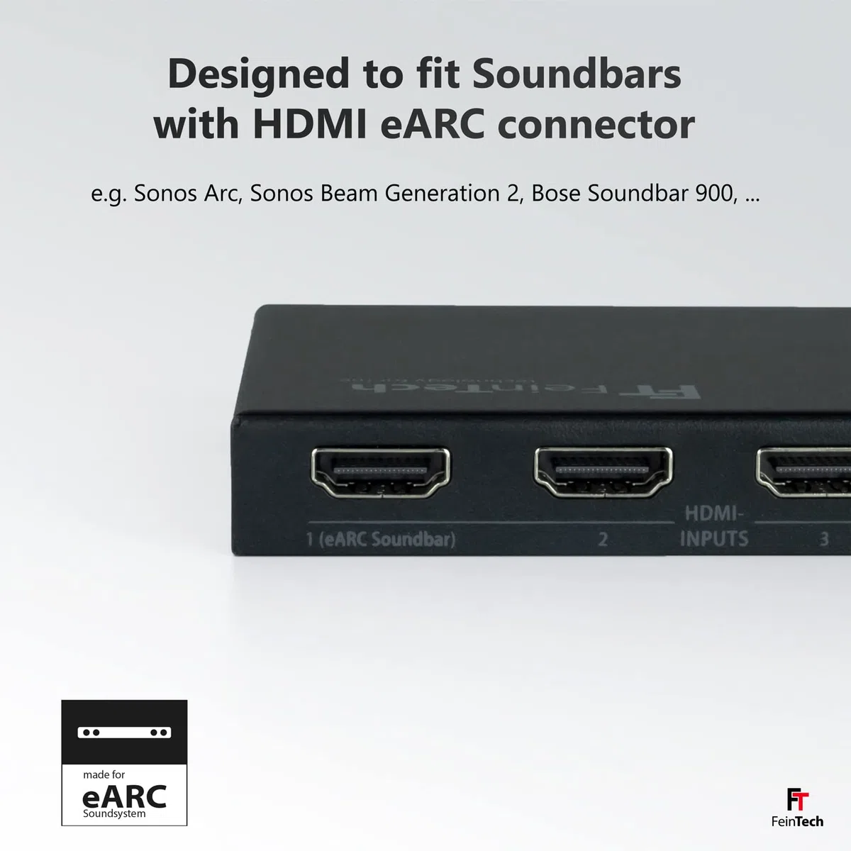 FeinTech VAX04201 HDMI eARC Pass Matrix Switch 4x2 per soundbar e 2 display 4K 60Hz Dolby Vision Atmos