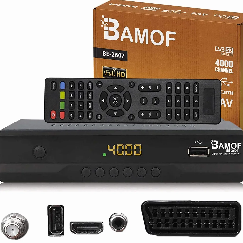 Bamof BE-2607 - Ricevitore satellitare digitale (HDTV, DVB-S/S2, HDMI, SCART, 2 x USB 2.0, Full HD 1080p) [Preprogrammato per Astra Hotbird Türksat] [Classe energetica A+++]