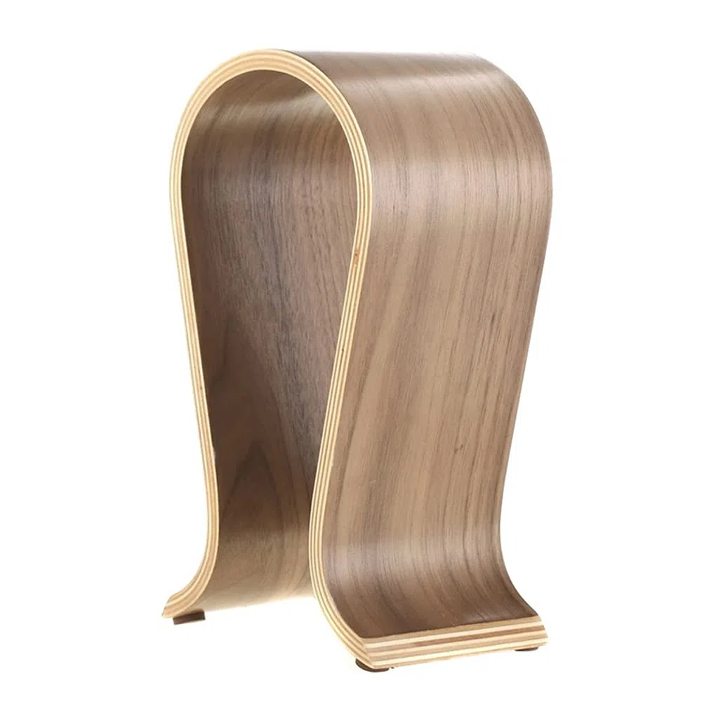 Supporto per casco in legno di noce, supporto per cuffie audio, porta casco universale, a forma di U, ecologico, durevole, antiscivolo, per casa, ufficio, negozio (marrone)