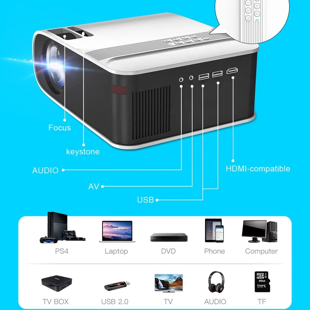 Mini Proiettore W32 Full HD 1080P Android 10 Supporto Decodifica 4K Videoproiettore LED Beamer Home Theater per Telefono Cinema,Mirror Version