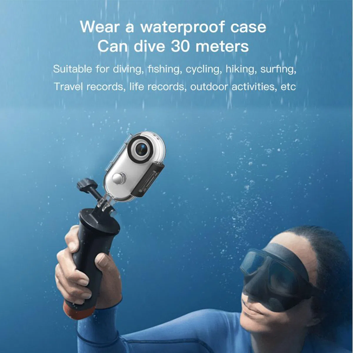 Fotocamera indossabile, fotocamera sportiva per esterni, dispositivo di vlogging indossabile, telecamera compatta per sport, moto, bicicletta, palestra, escursionismo, viaggi, animali domestici