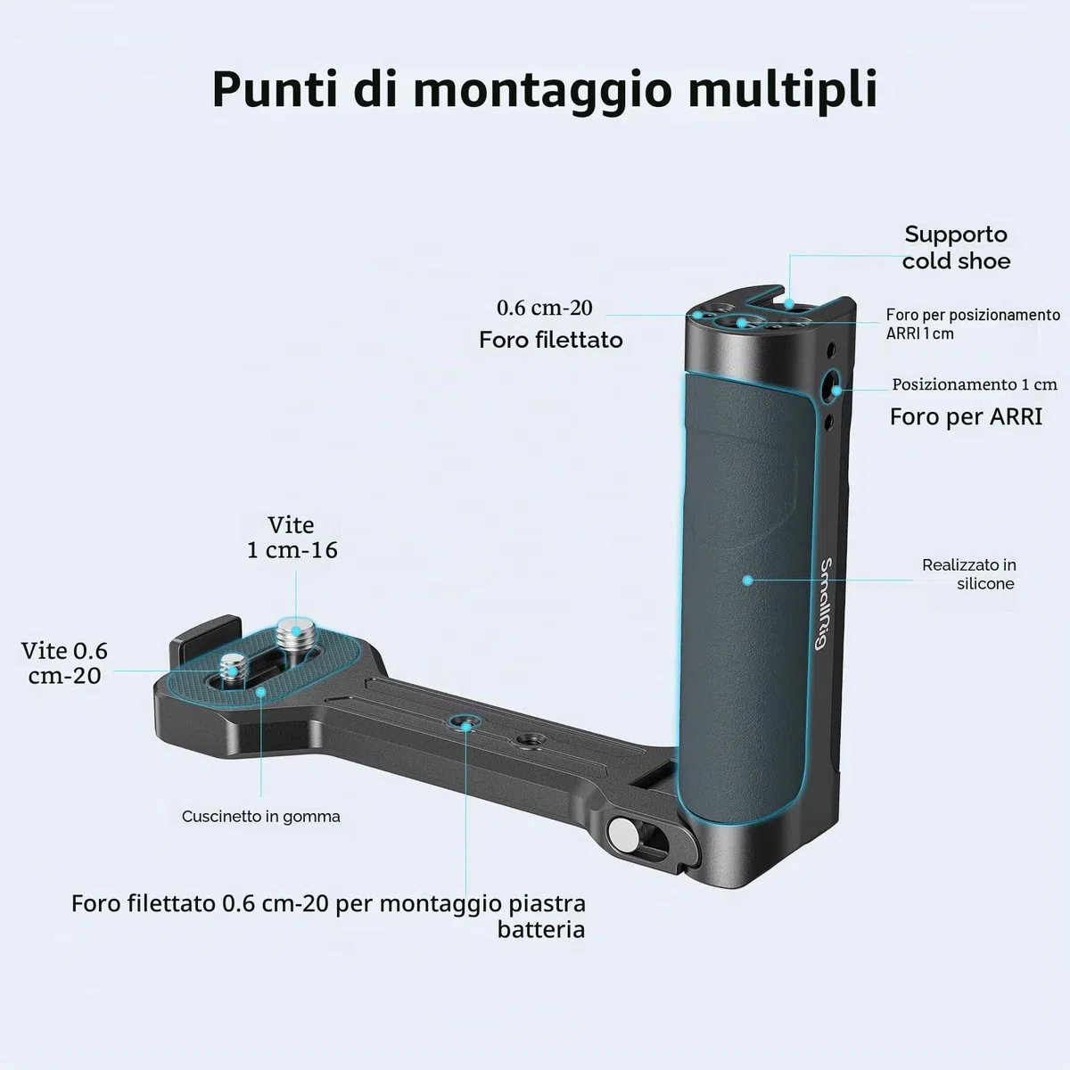 SMALLRIG Maniglia laterale per DJI RS 4 Mini/RS 4 / RS 4 Pros/Ronin-S/Ronin-SC/RS 3 / RS 3 Pro/RS 3 Mini/RS 2 / RSC 2 e ZHIYUN Crane 2S/2/V2 & MOZA Air 2 / AirCorss 2 Gimbals - 2786C