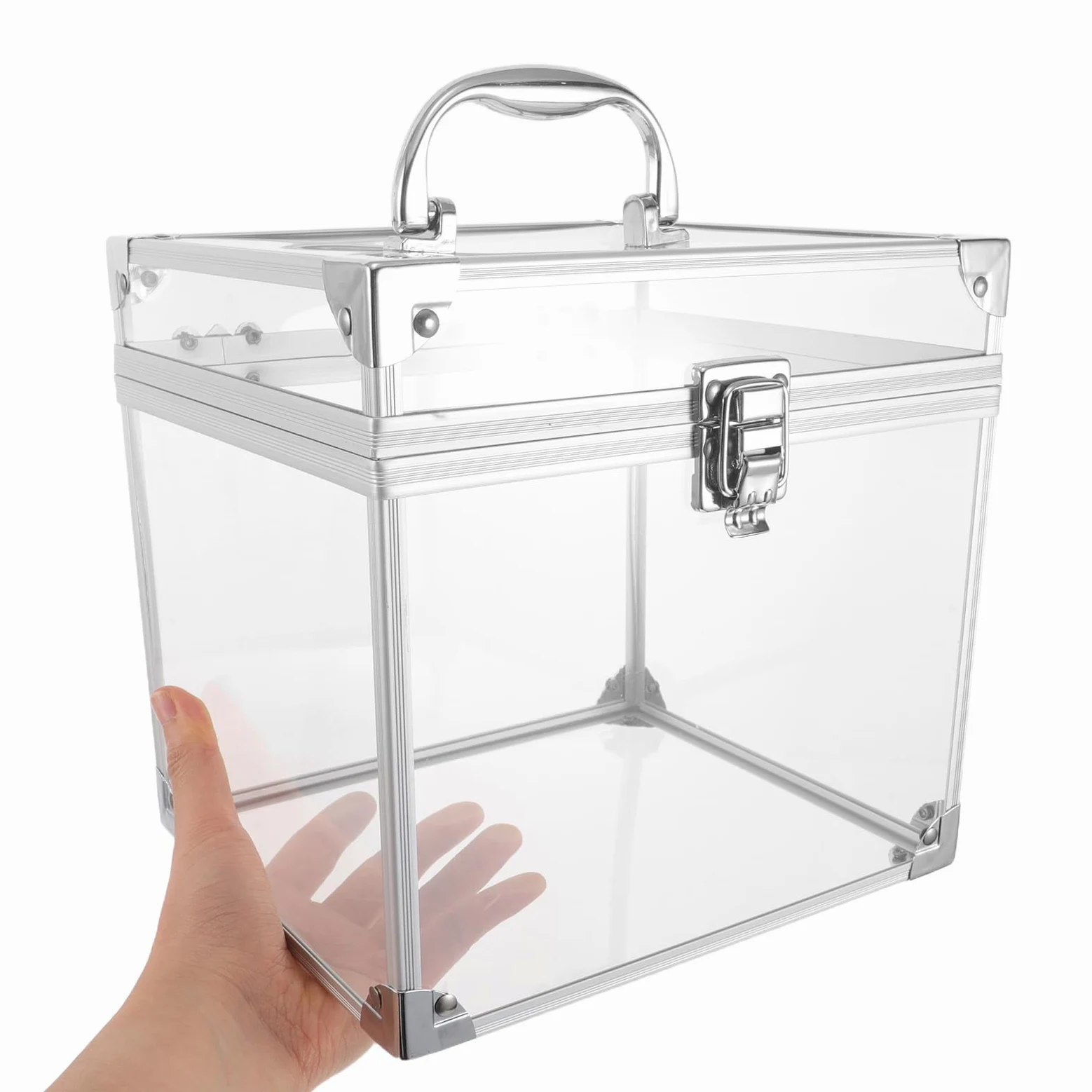 SUPVOX Custodia Rigida per Dischi in Vinile in Acrilico Trasparente con Maniglia, Contenitore di Stoccaggio Grande Capacità per CD Dvd e Album, Porta Album da Tavolo per Casa e Ufficio