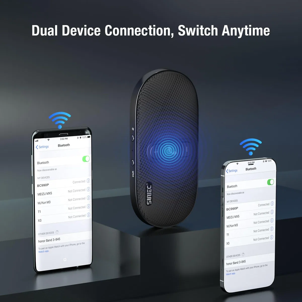 Kit vivavoce per auto Bluetooth: altoparlante vivavoce Bluetooth da 6 W per telefono cellulare funziona su furgoni e camion, doppio microfono, supporto per Siri Voice Assistant, kit vivavoce BC990G