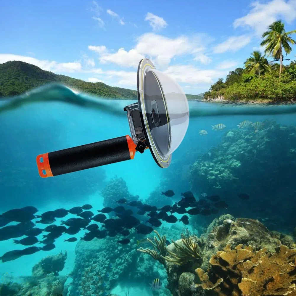 Suptig - Dome per GoPro Hero 7 black Hero 6 Hero5 con custodia impermeabile e impugnatura galleggiante per fotografia subacquea