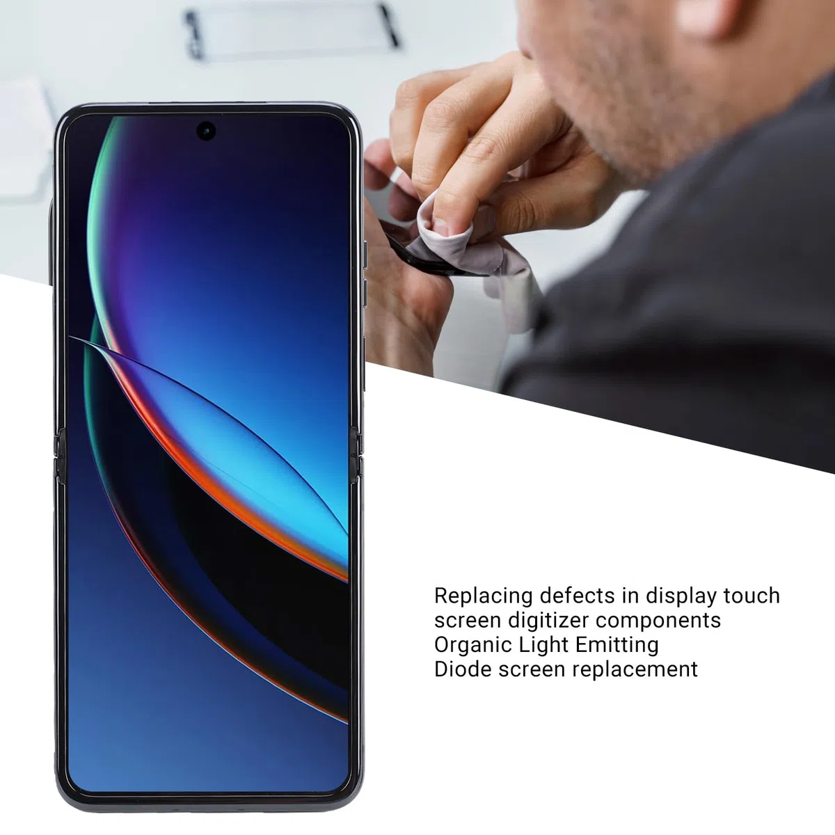 Jiawu Display LCD di Alta qualità Gruppo Digitalizzatore Touch 3D per Razr+ 2023 Sostituzione Schermo da 6,9 Pollici con Kit di Riparazione Completo