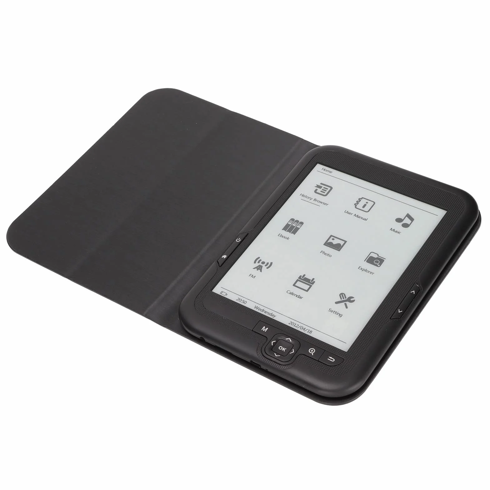 E Reader, E Reader da 6 Pollici 800x600 HD, Schermo a Inchiostro Proteggi Occhi Lettori di Ebook con Custodia Protettiva, Supporto FM, Riproduzione Musicale, Dispositivo