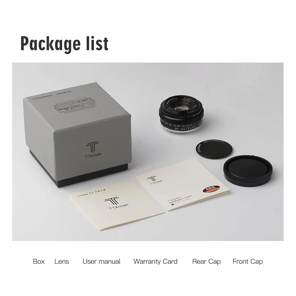 TTArtisan 25 mm f2 per RF-Mount, messa a fuoco manuale APS-C, obiettivo per fotocamera mirrorless, compatibile con Canon EOS-RF-Mount