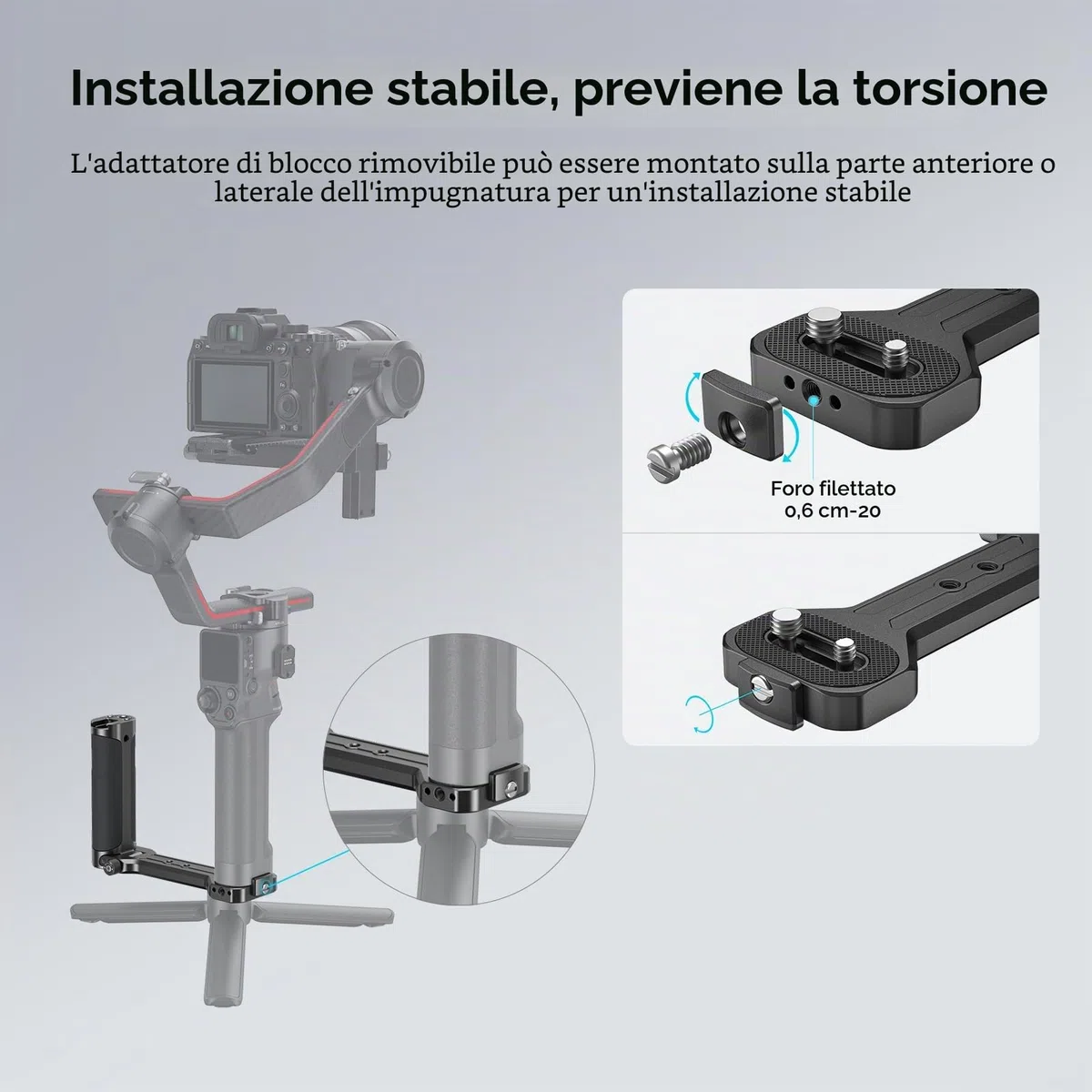 SMALLRIG Maniglia laterale per DJI RS 4 Mini/RS 4 / RS 4 Pros/Ronin-S/Ronin-SC/RS 3 / RS 3 Pro/RS 3 Mini/RS 2 / RSC 2 e ZHIYUN Crane 2S/2/V2 & MOZA Air 2 / AirCorss 2 Gimbals - 2786C