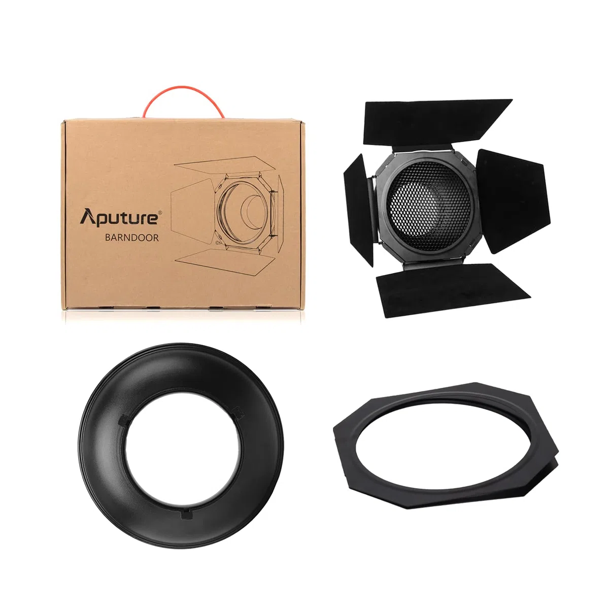Barndoors Aputure per Aputure Serie 120/300, Serie Amaran con Attacco Bowens, Struttura in Metallo Durevole, Tessuto di Velluto a 4 Foglie, Nido d'Ape e Supporto Gel Magnetico