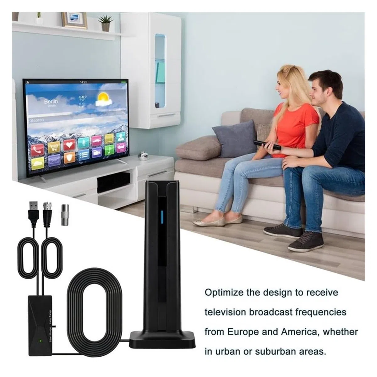 Antenna Interna For TV Digitale HD 4K 1080P HDTV Amplificata A Lungo Raggio Amplificatore Di Segnale Del'antenna Televisiva Copertura più ampia