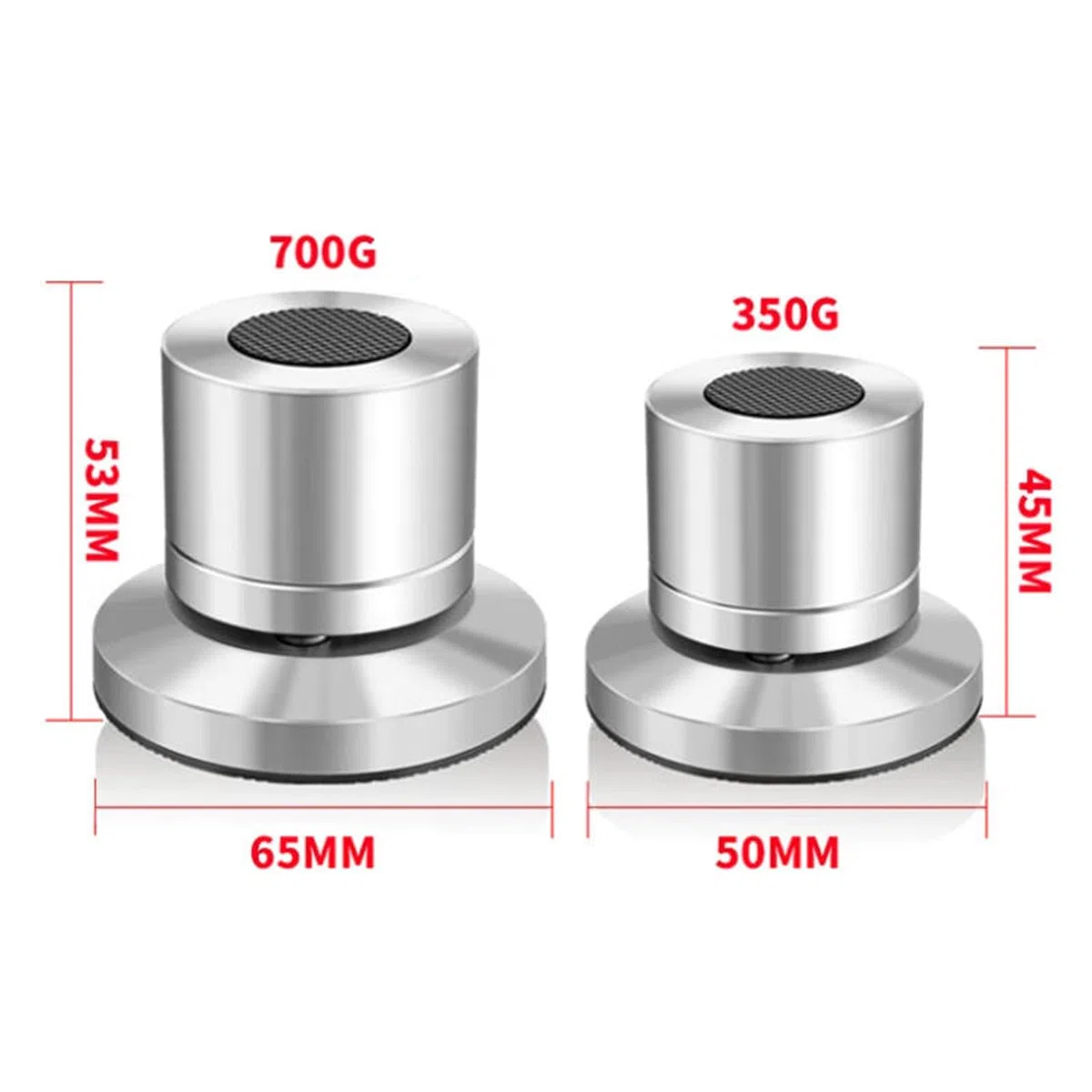 Piedini isolanti per altoparlanti, cuscinetti antivibrazione in acciaio inox con tappetino in gomma per dispositivi HiFi, amplificatori, giradischi e subwoofer