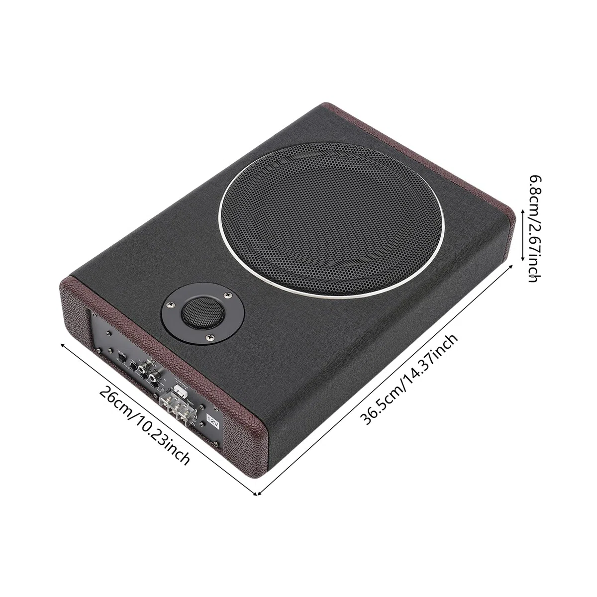 Subwoofer attivo per auto da 8 pollici con Bluetooth, ultra sottile sotto il sedile, potenza massima 600 W, solo 7,5 cm di spessore, amplificatore integrato per auto e camion, nero