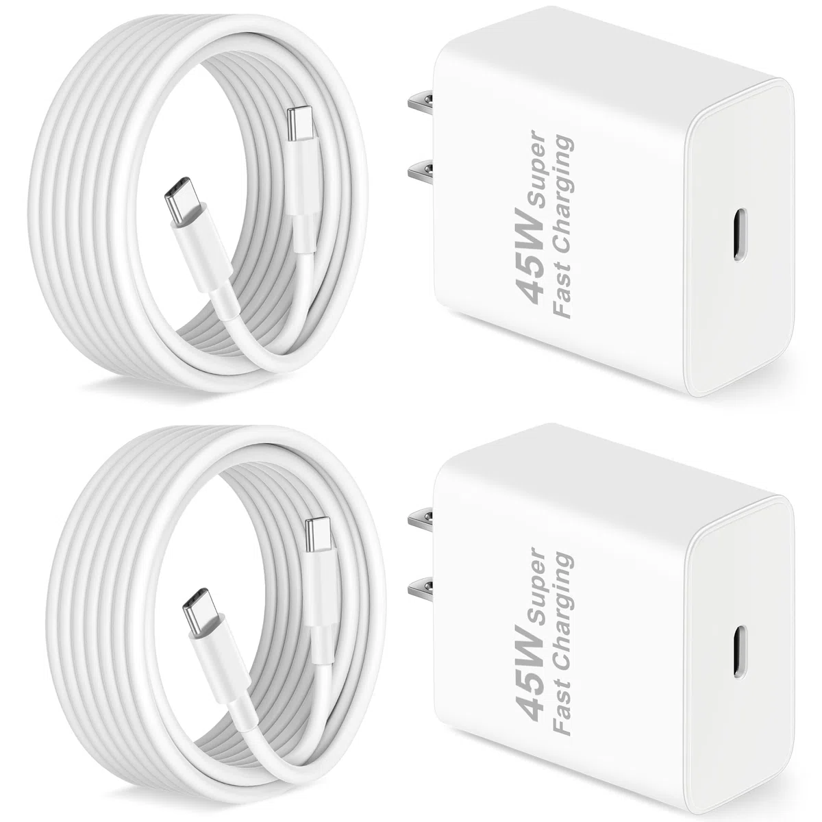 Caricatore ultra S24/S23, confezione da 2 caricabatterie da parete super veloci da 45 W, blocco caricabatterie per telefono USB C Android con cavo lungo 10 piedi tipo C per Samsung Galaxy