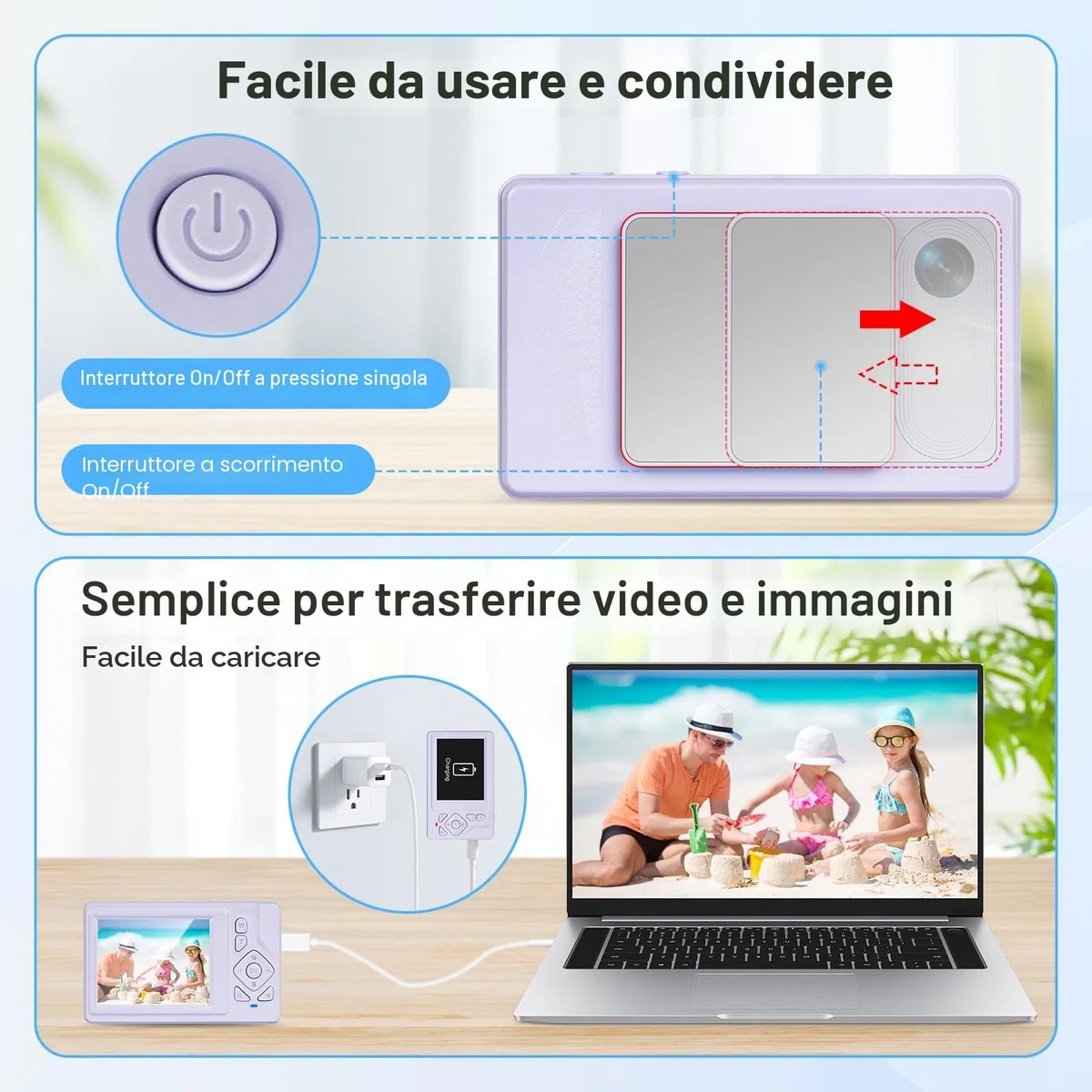 Fotocamera digitale 4K - 48MP UHD fotocamera digitale con 2,83” Schermo LCD e 18X Zoom Digitale Anti-Shake Fotocamera Fotografia Vlogging con 32gb SD Card per bambini Studenti Principianti (Viola)