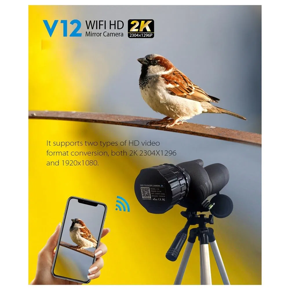 2K 4 milioni di Oculari WiFi elettronici ad alta risoluzione, telescopi, birdwatching e altri calibri multiuso, facile da installare