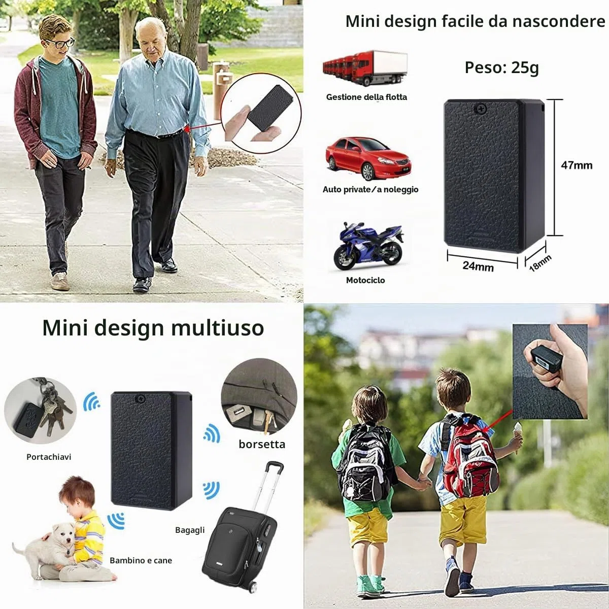 Winnes 4G TK901 Micro GPS Mini Localizzatore GPS Spia Tracker Forte Magnetico Monitoraggio Globale APP Senza Abbonamento in Tempo Reale e Protezione Antifurto per Auto/Valigia/Bambini/Anziani