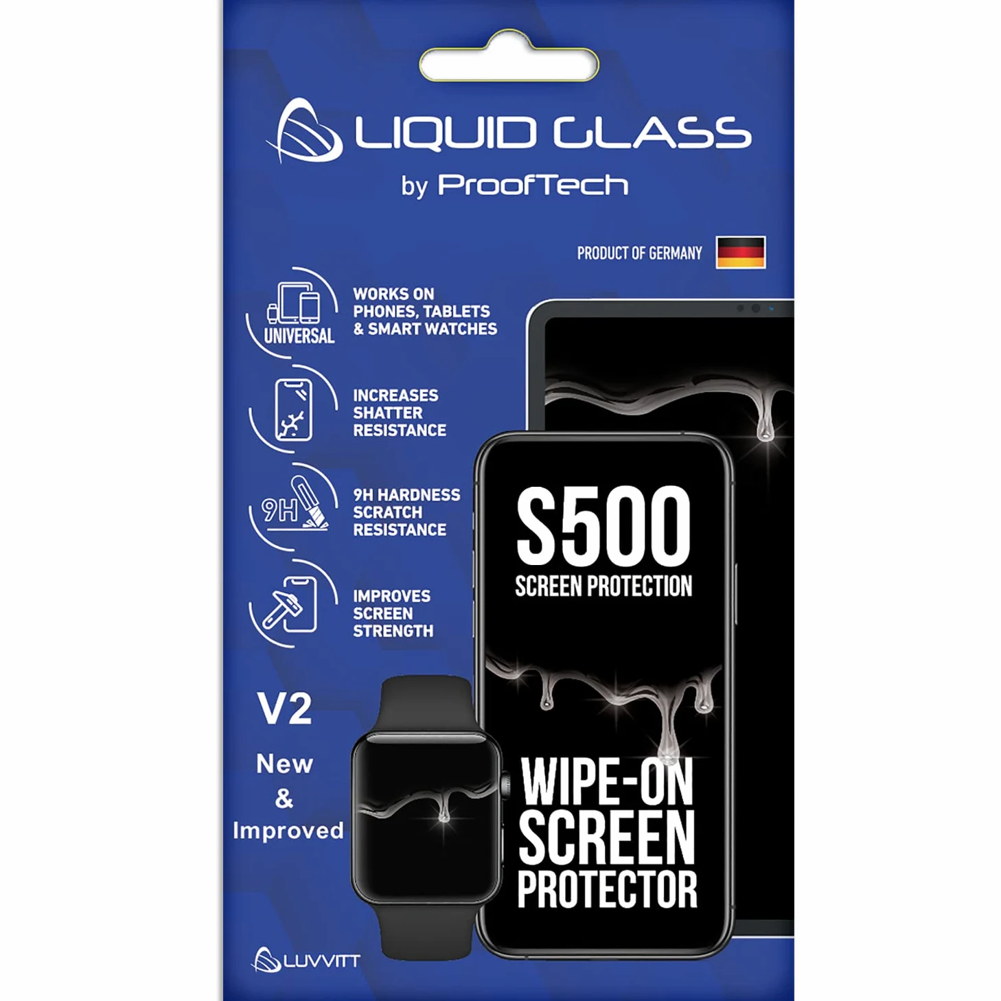 Luvvitt Pellicola protettiva in vetro liquido con protezione per lo schermo da 500 dollari - rivestimento antigraffio per tutti gli Apple Samsung e altri telefoni e tablet Smart Watch - Universale