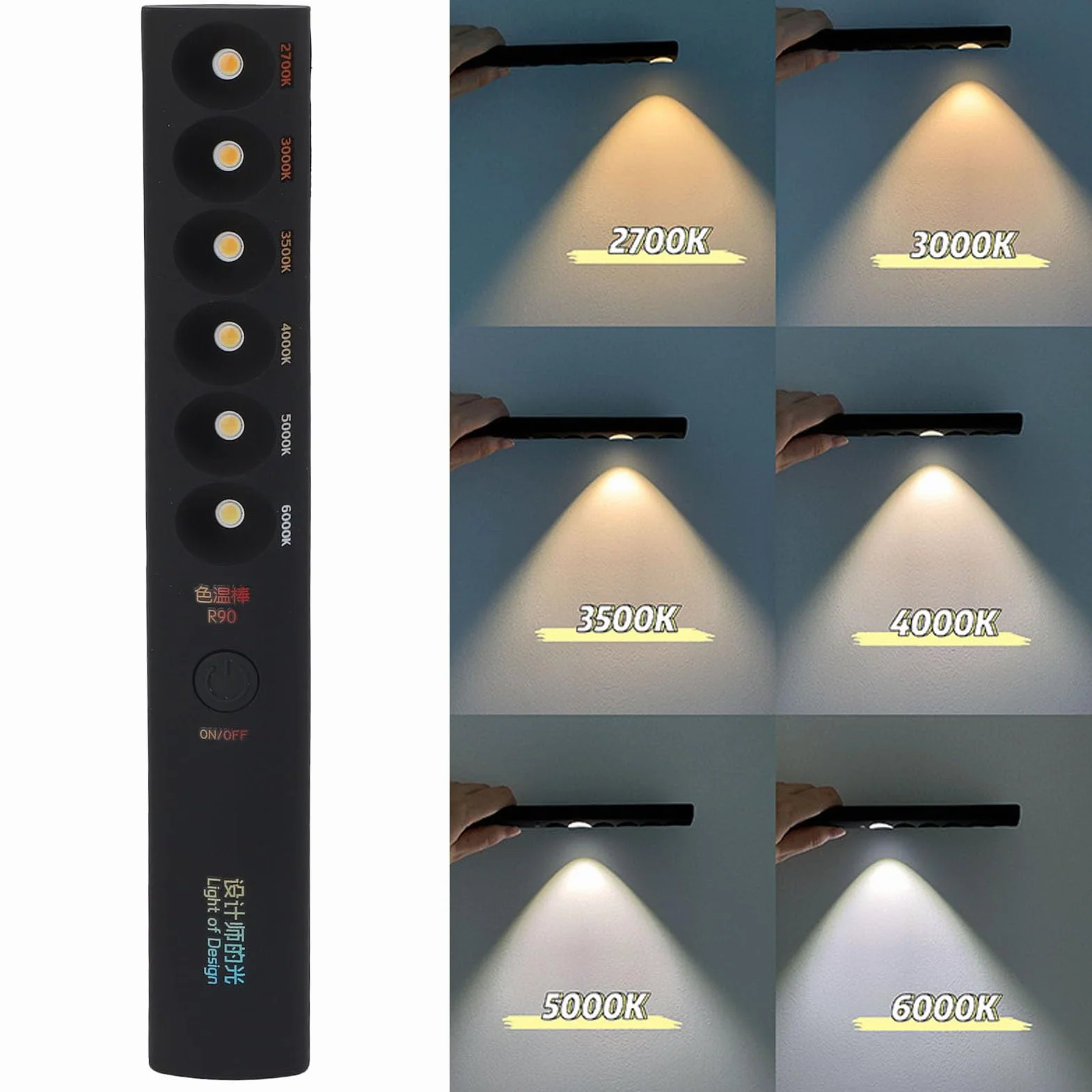 Lampada a Temperatura Colorata Stick Portatile Luce Professionale Bacchetta Ricaricabile Photography Light Wand 2700K - 6000K 6 Modalità per Video