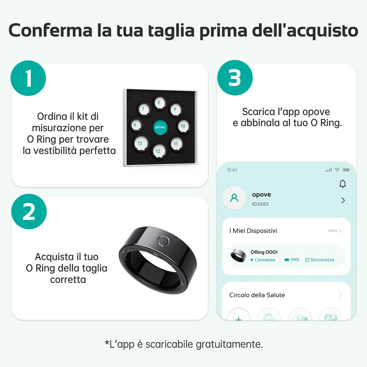 opove Smart Ring, Anello Smart con App Senza Abbonamento, Monitoraggio del Sonno, Frequenza Cardiaca, HRV, Anello Fitness Tracker, Batteria fino a 8-12 Giorni, Compatibile con iOS & Android, Nero-9